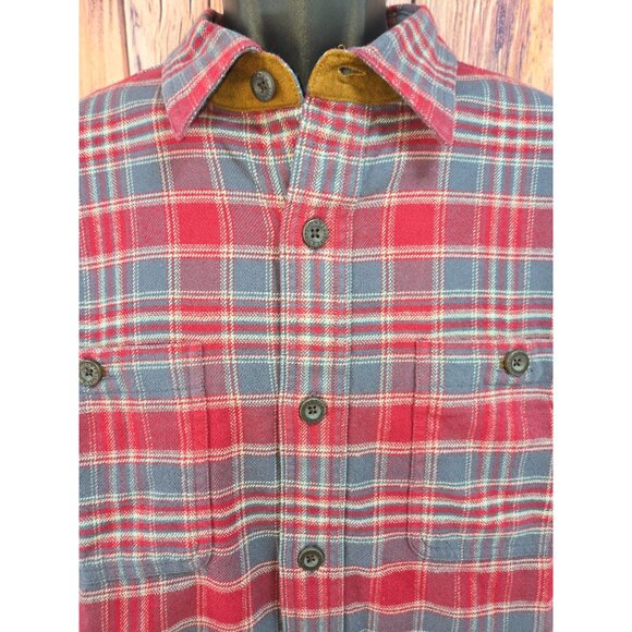 Orvis Mens Classic Fit Red & Blue Plaid Flannel Shirt Large - Picture 5 of 8